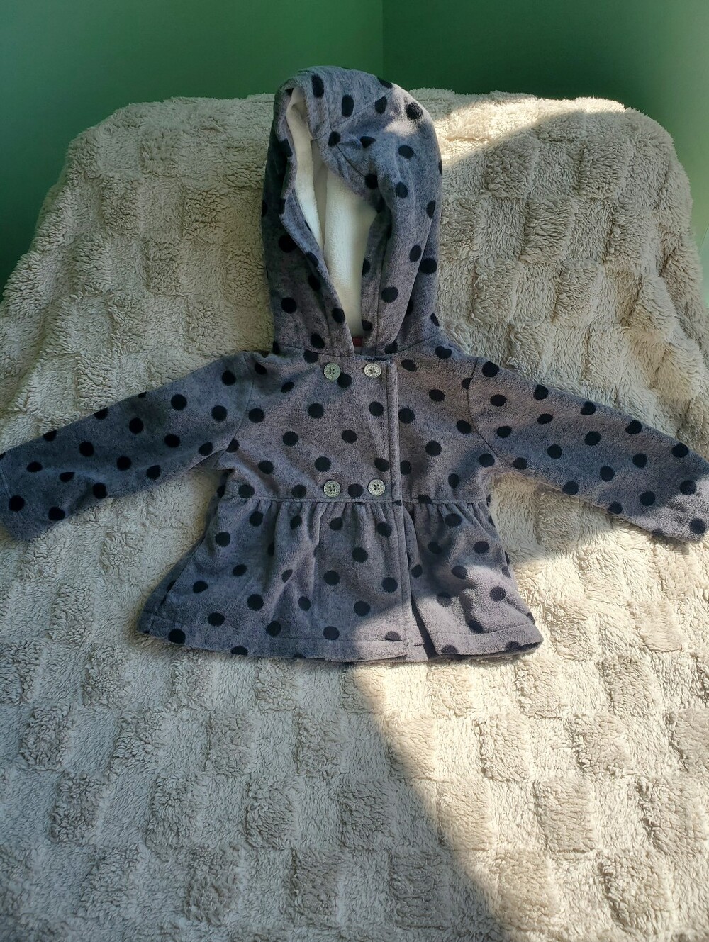 Gray Polka Dot Hooded Sweater - Carter's 12m